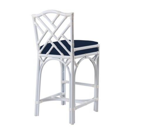 Chippendale Outdoor Counterstool, Navy Sunbrella by David Francis