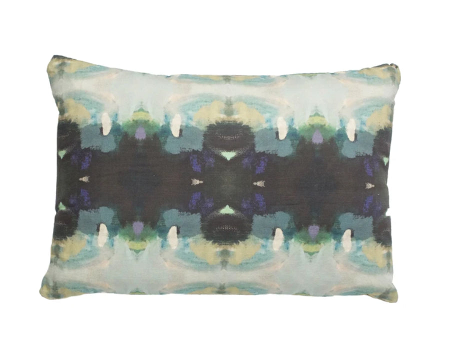 Laura Park Orchid Blossom Navy Linen Cotton Pillow