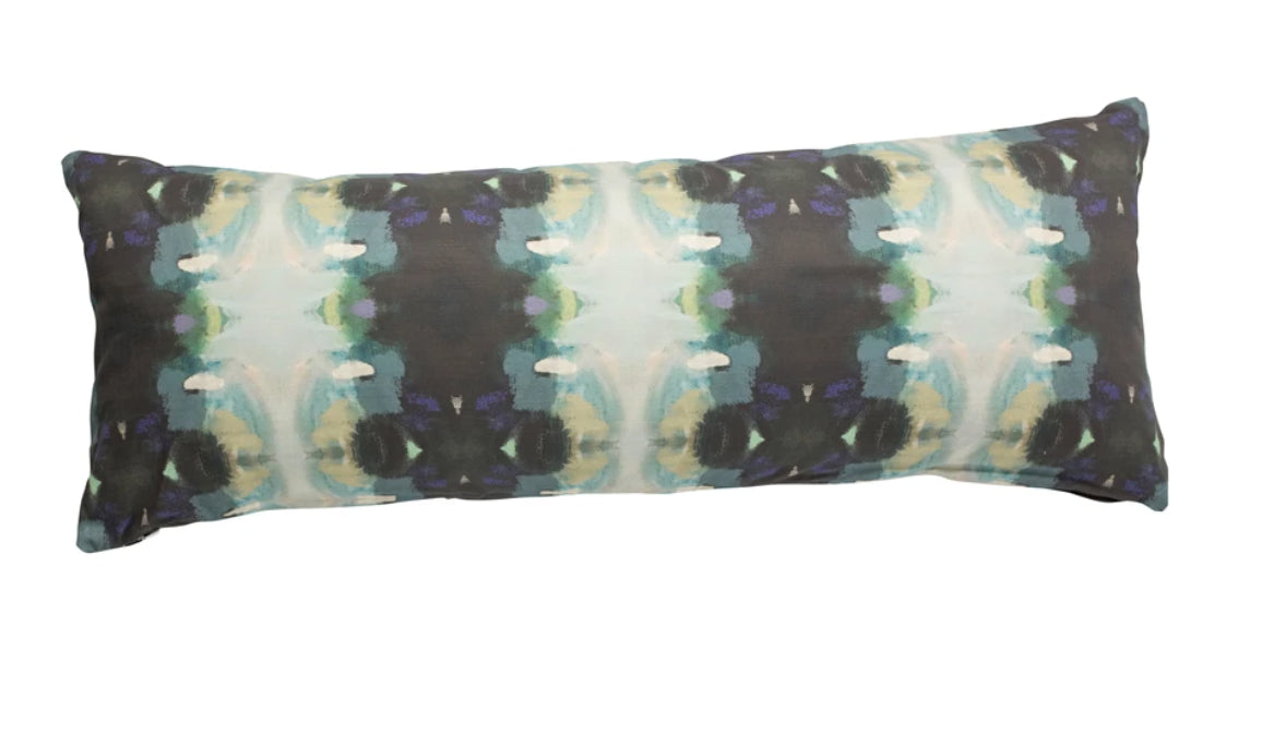 Laura Park Orchid Blossom Navy Linen Cotton Pillow