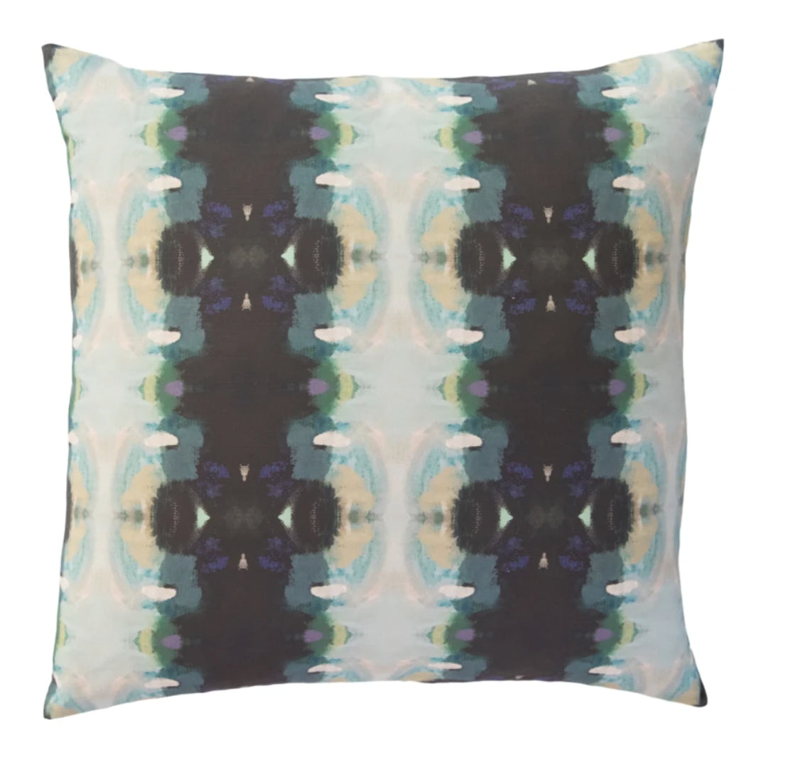 Laura Park Orchid Blossom Navy Linen Cotton Pillow