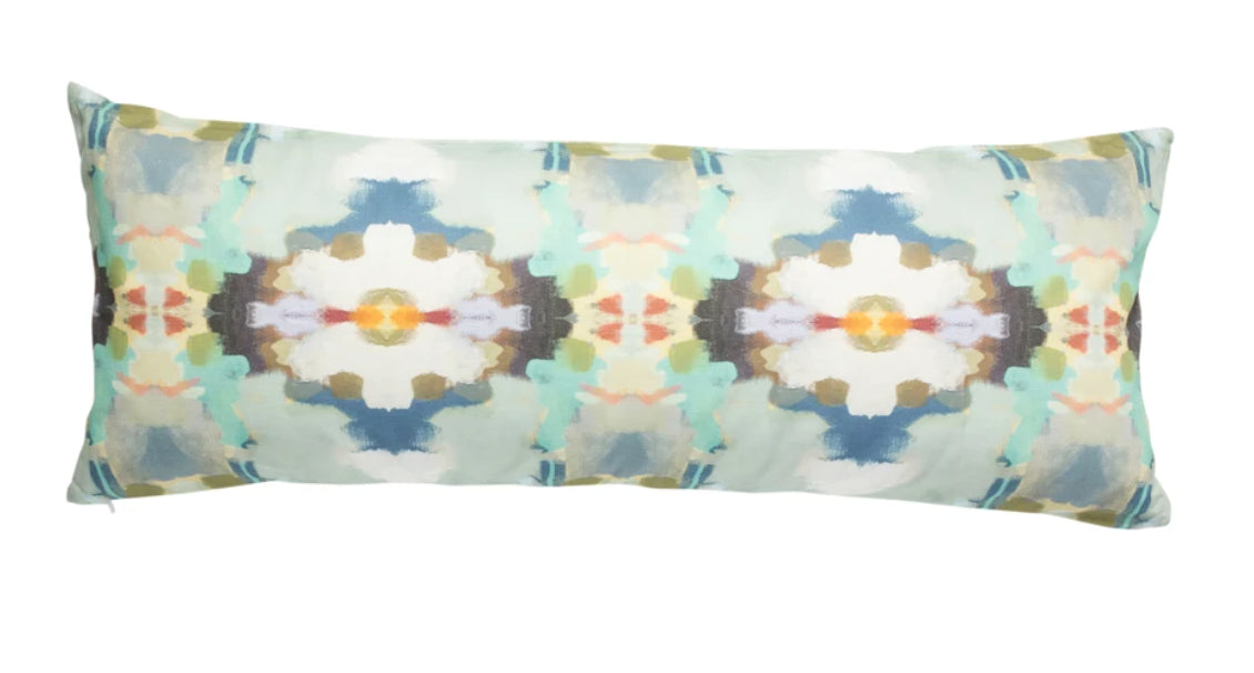 Laura Park Orchid Blossom Royal Blue Linen Cotton Pillow