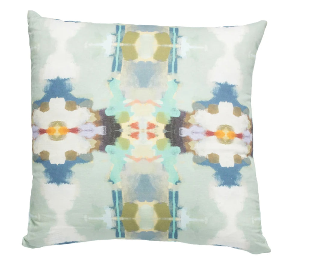 Laura Park Orchid Blossom Royal Blue Linen Cotton Pillow