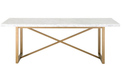Essentials For Living Carrera Stone Wash & Brushed Gold Dining Table