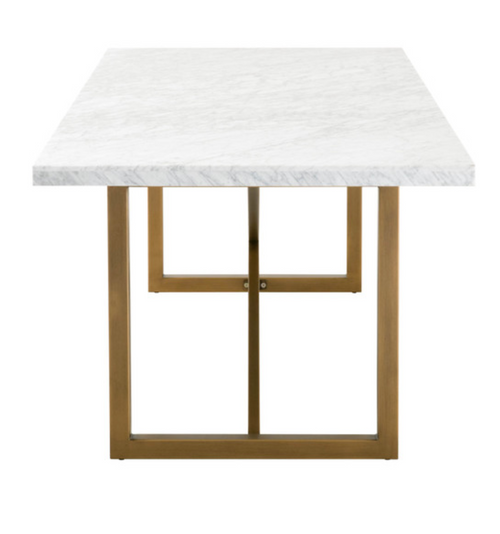Essentials For Living Carrera Stone Wash & Brushed Gold Dining Table