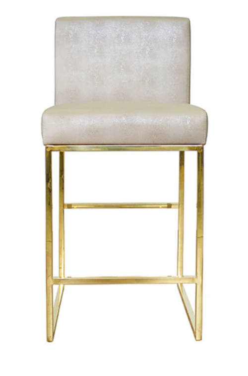 Worlds Away Kingston Stool With Brass or Nickel Frame