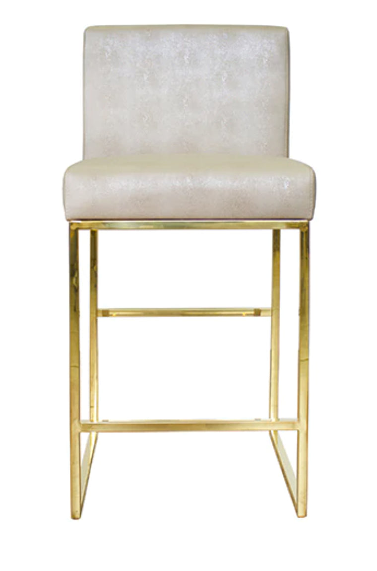 Worlds Away Kingston Stool in Beige Shagreen