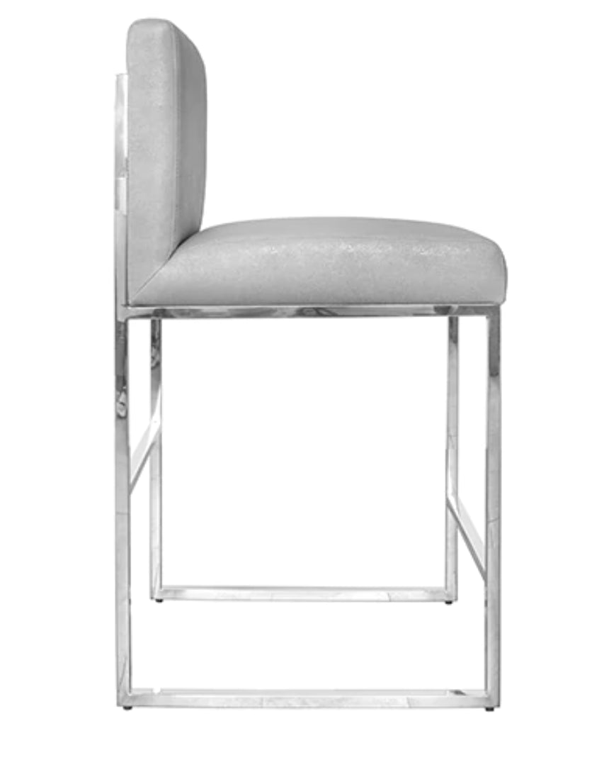 Worlds Away Kingston Stool With Brass or Nickel Frame