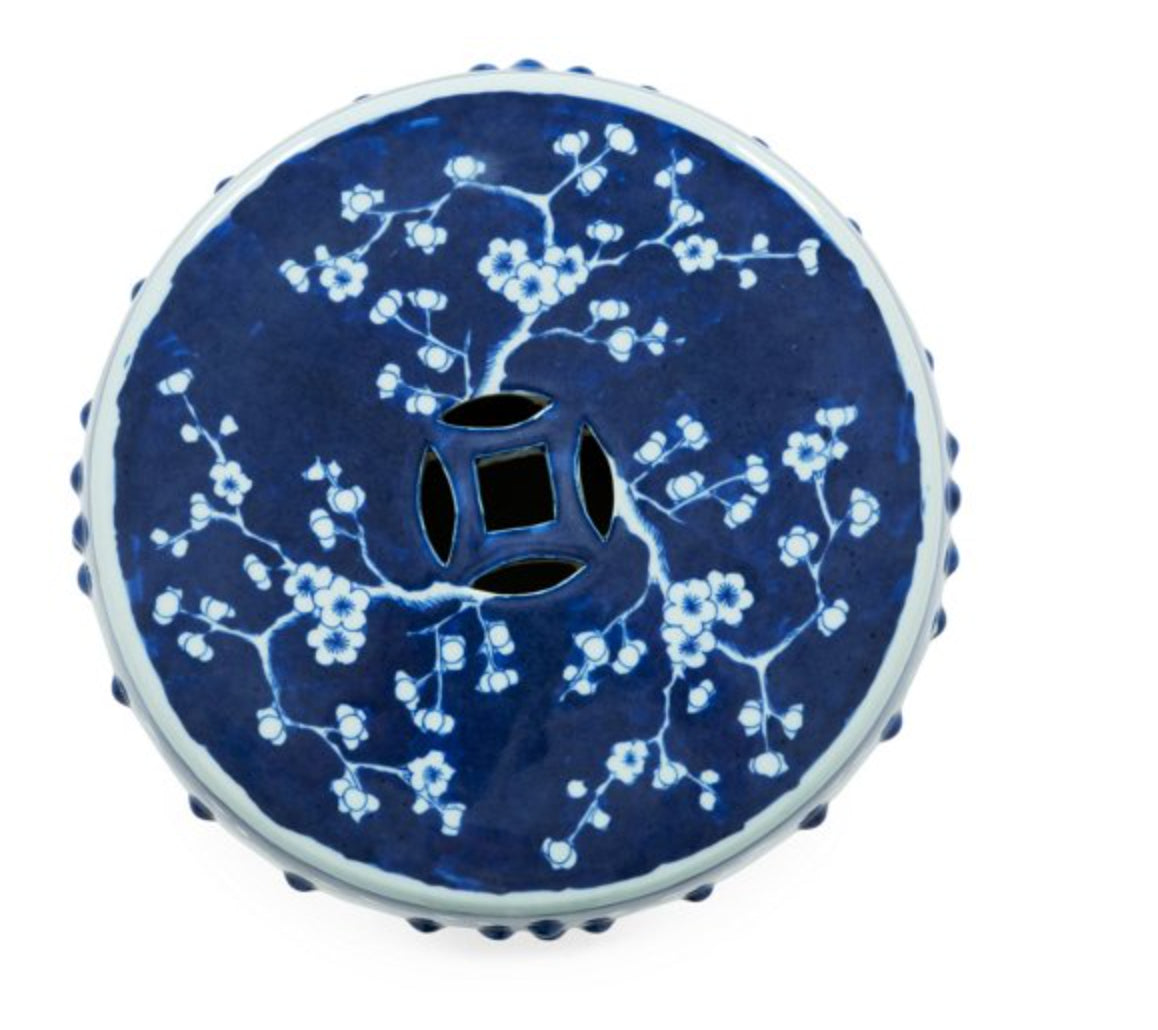 Cherry Blossom Stool in Blue and White by Legend of Asia