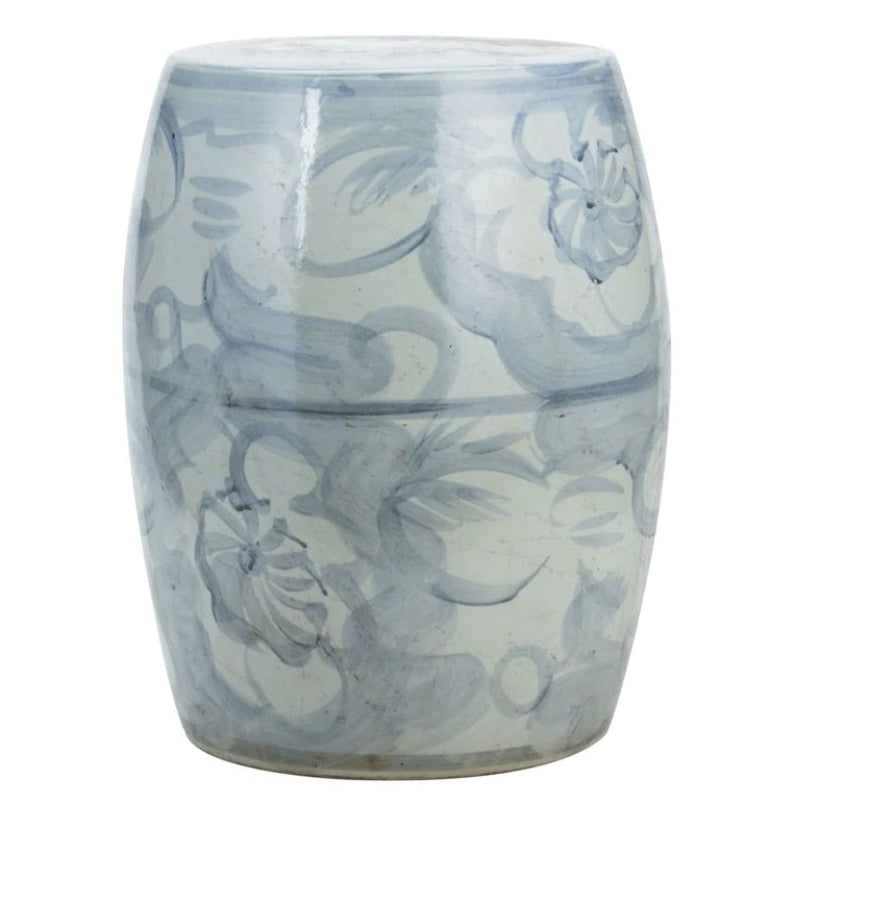 Blue & White Silla Porcelain Garden Stool Twisted Flower