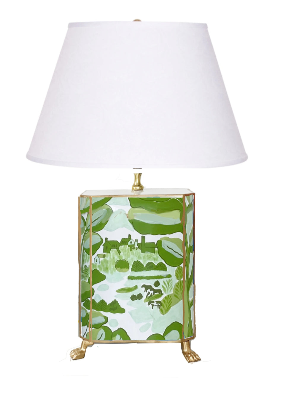 Dana Gibson Bristow Claw Foot Lamp, Green
