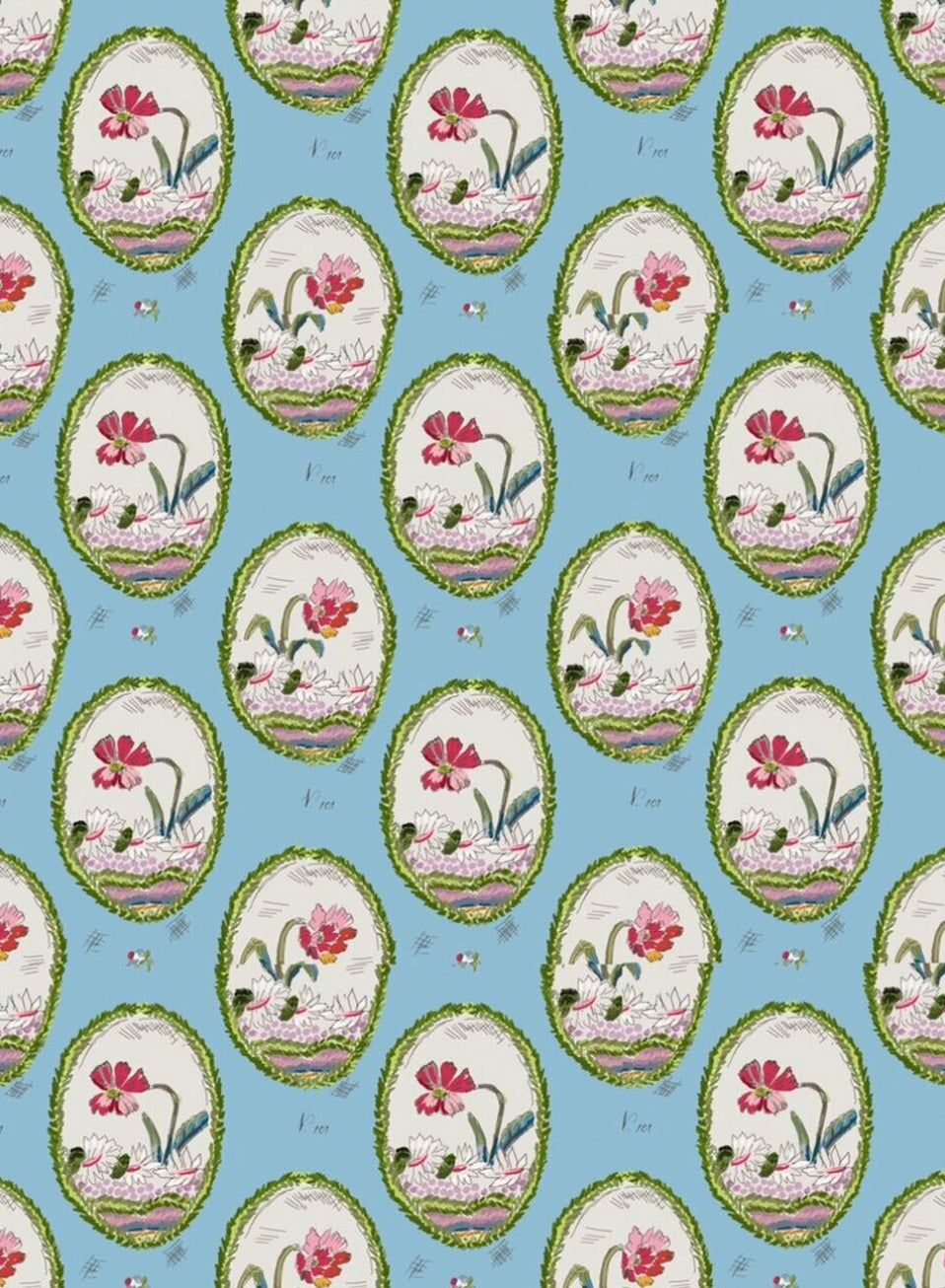 Dana Gibson Botany in Blue Wallpaper