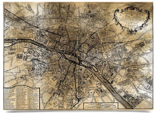 Natural Curiosities Art, Gold City Map of Paris