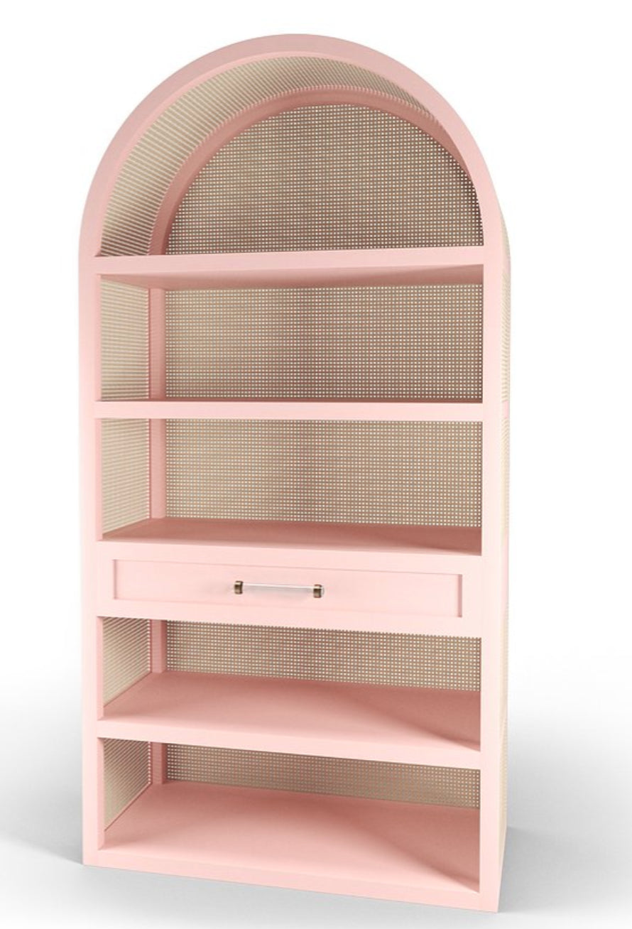 Maggie Cruz Leila Cane Etagere, Coral Dust