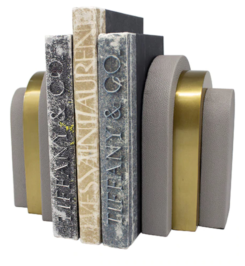 Worlds Away Hart Antique Brass and Shagreen Bookends