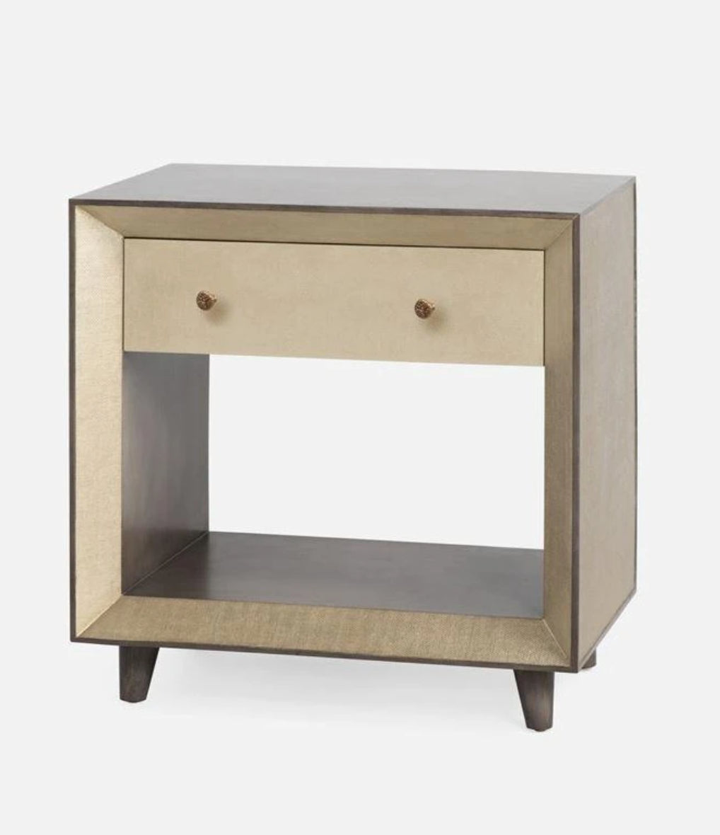 Made Goods Blaine Double Nightstand, Champagne Faux Canvas