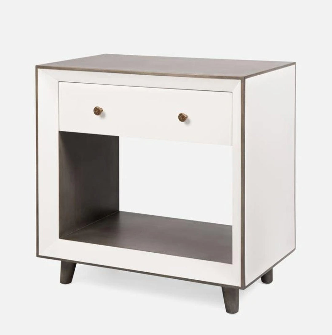 Made Goods Blaine Double Nightstand, Pristine Faux Canvas
