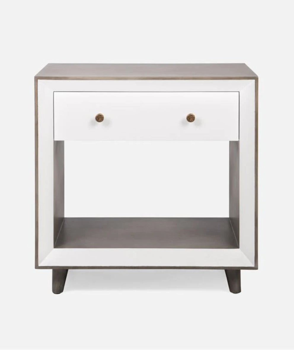 Made Goods Blaine Double Nightstand, Pristine Faux Canvas