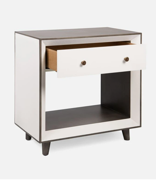 Made Goods Blaine Double Nightstand, Pristine Faux Canvas