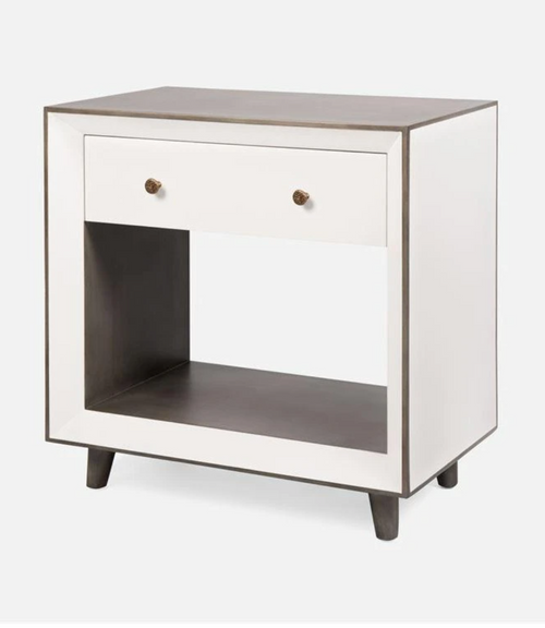 Made Goods Blaine Double Nightstand, Pristine Faux Canvas