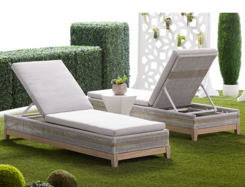 Tapestry Outdoor Chaise Lounge Taupe & White Flat Rop