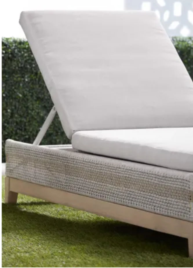 Tapestry Outdoor Chaise Lounge Taupe & White Flat Rop
