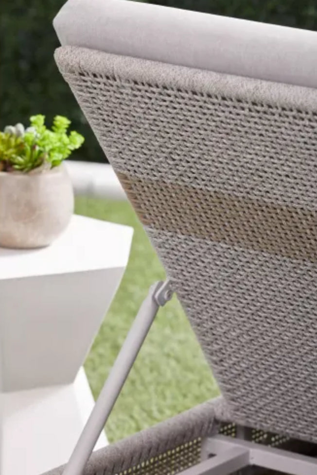 Tapestry Outdoor Chaise Lounge Taupe & White Flat Rop