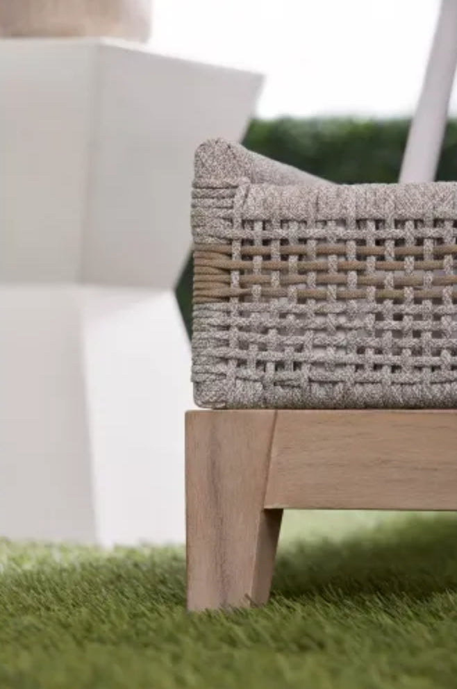 Tapestry Outdoor Chaise Lounge Taupe & White Flat Rop