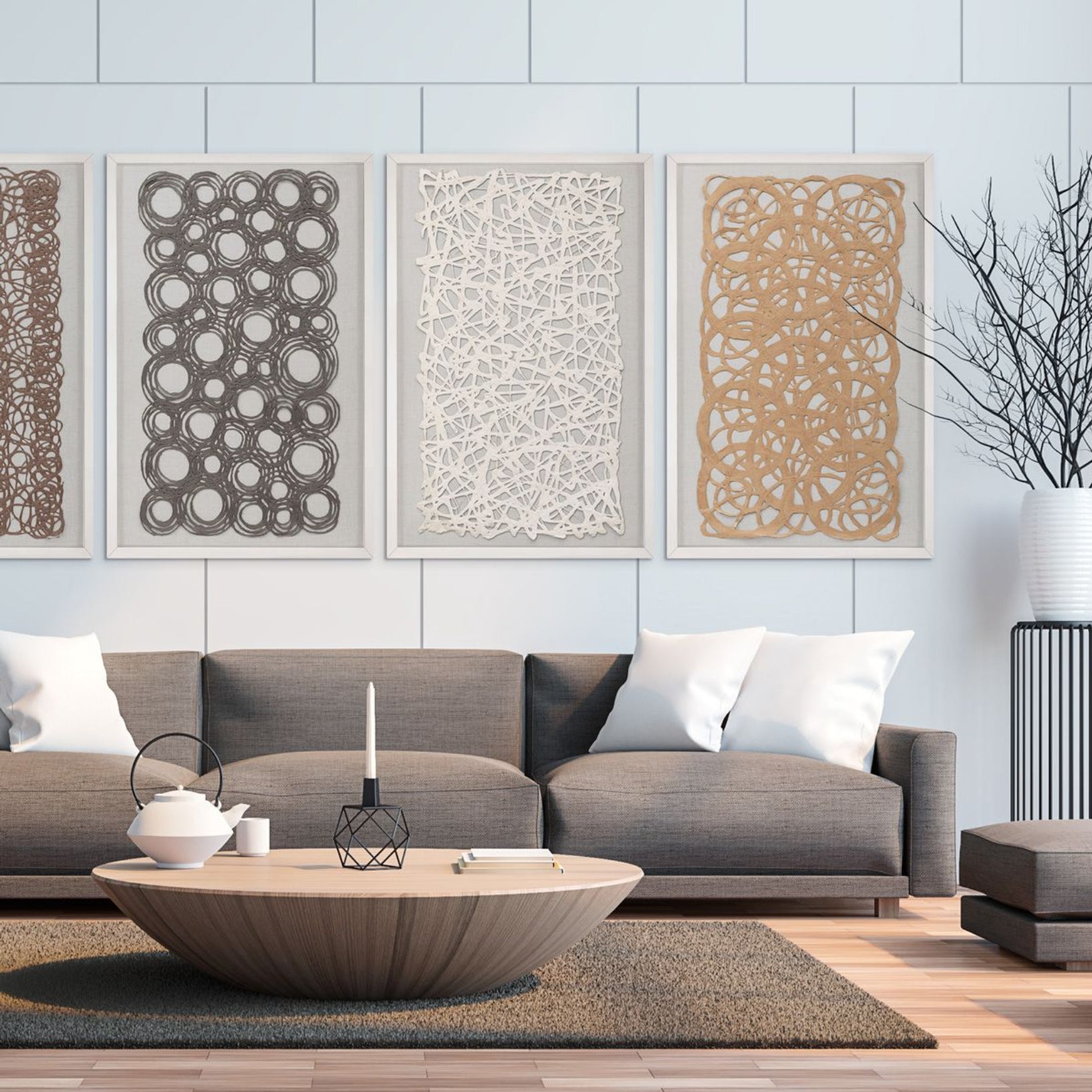 Natural Curiosities Large Abstract Papers Art in White