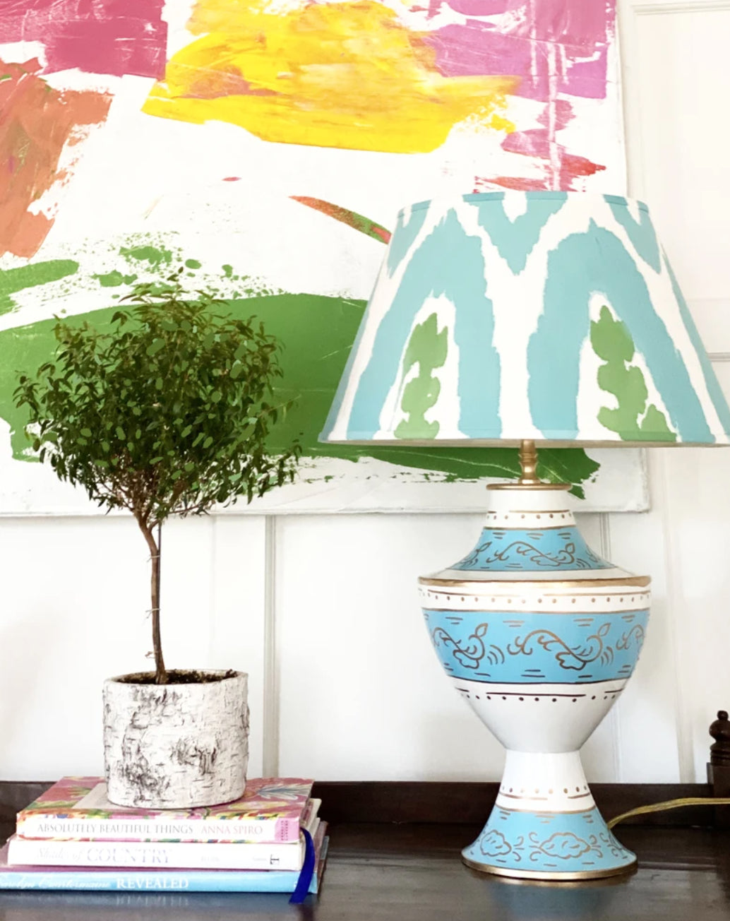 Dana Gibson Klismos Lamp in Jules Turquoise