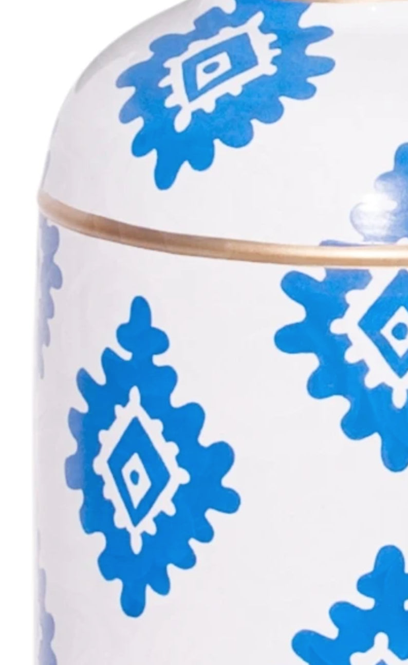 Dana Gibson Navy Block Print Tea Caddy Lamp