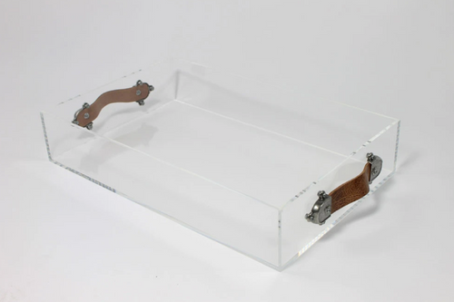 Jamie Dietrich Acrylic Tray with Leather Handles