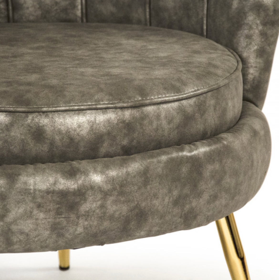 Zentique - Grey PU Tufted Tub Chair
