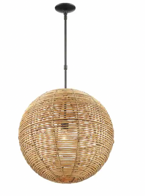 Kingston Rattan Single - Light Globe Pendant