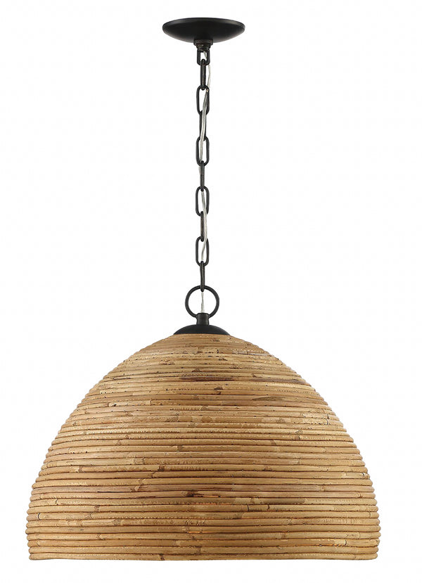 Marigot Rattan Single - Light Dome Pendant