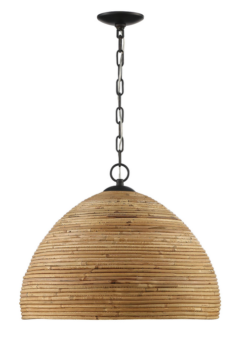 Marigot Rattan Single - Light Dome Pendant