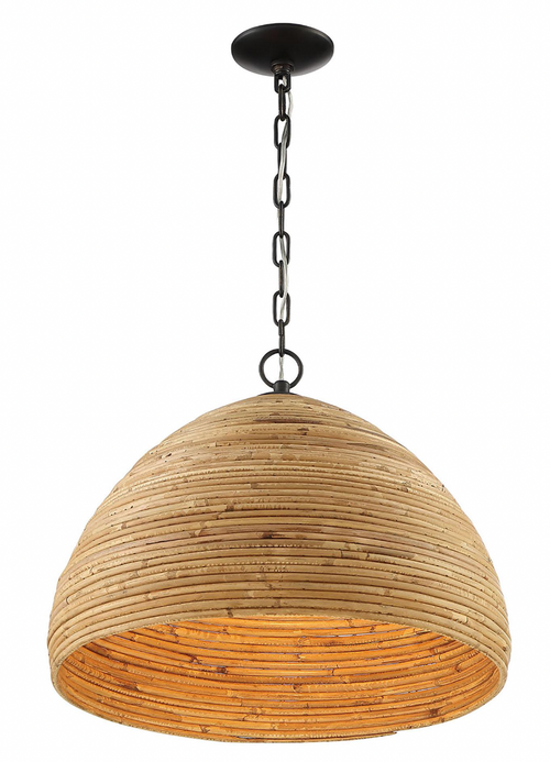 Marigot Rattan Single - Light Dome Pendant