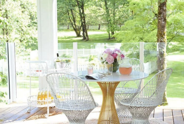 Worlds Away Powell Cafe Table With Glass Top