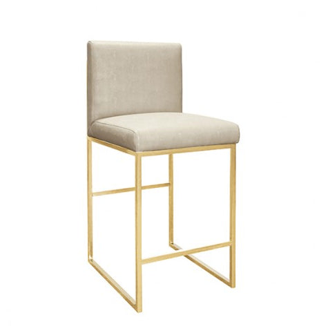 Worlds Away Kingston Stool in Beige Shagreen