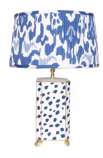 Dana Gibson Blue Fleck Lamp With Lion Detail