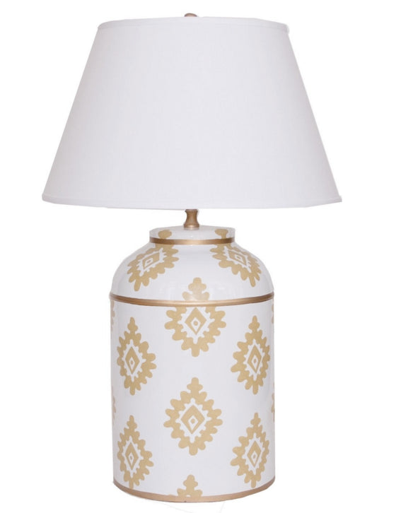 Dana Gibson Block Print Tea Caddy Lamp in Taupe