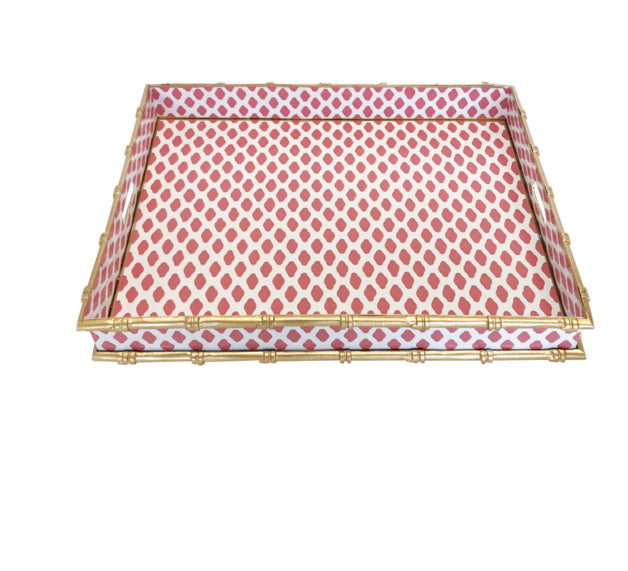 Dana Gibson Pink Bamboo Tray