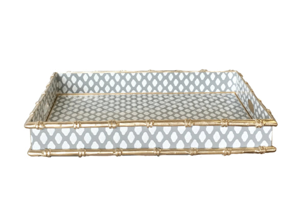 Dana Gibson Bamboo Bar Tray in Gray Parisi