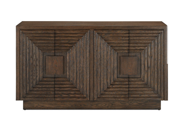 Currey and Company Morombe Carved Wood Cabinet