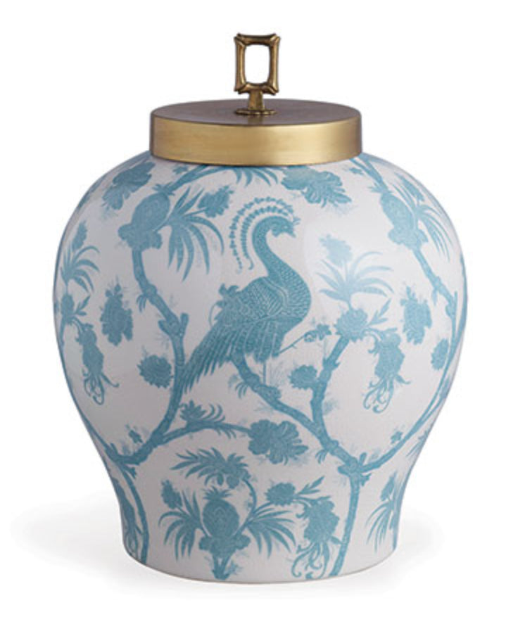 Scalamandre for Port 68 Balinese Peacock Jar in Turquoise