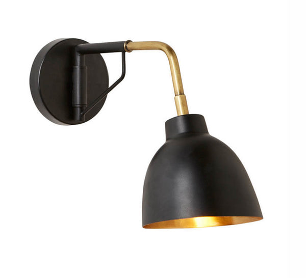 Bobo Intriguing Objects Mid Century Black and Brass Wall Sconce