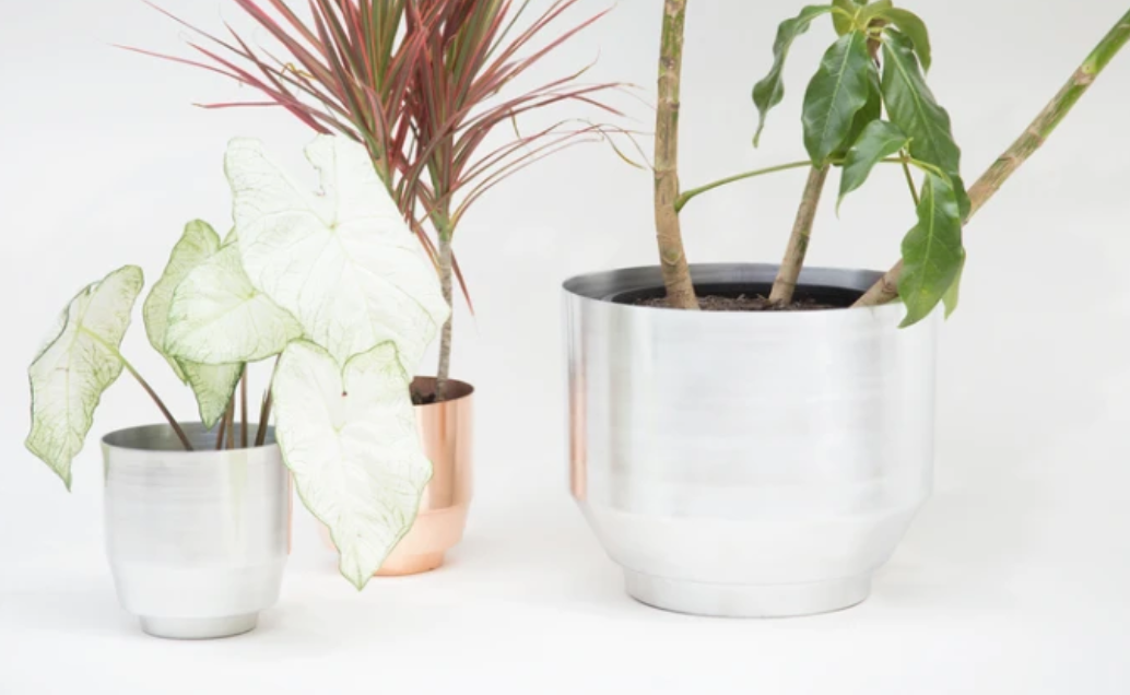 brushed copper plant pot Yield Design 8" Copper Spun Planter