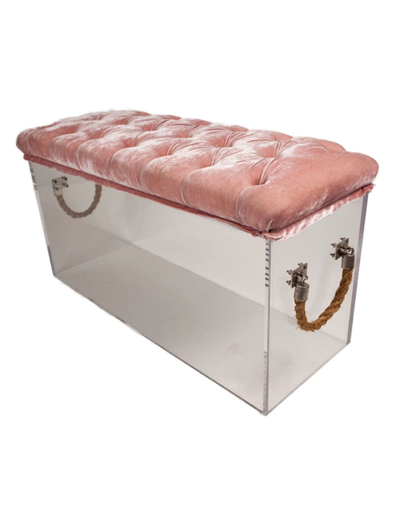 Skinny Bella Bench by Jamie Dietrich in Pink Velvet