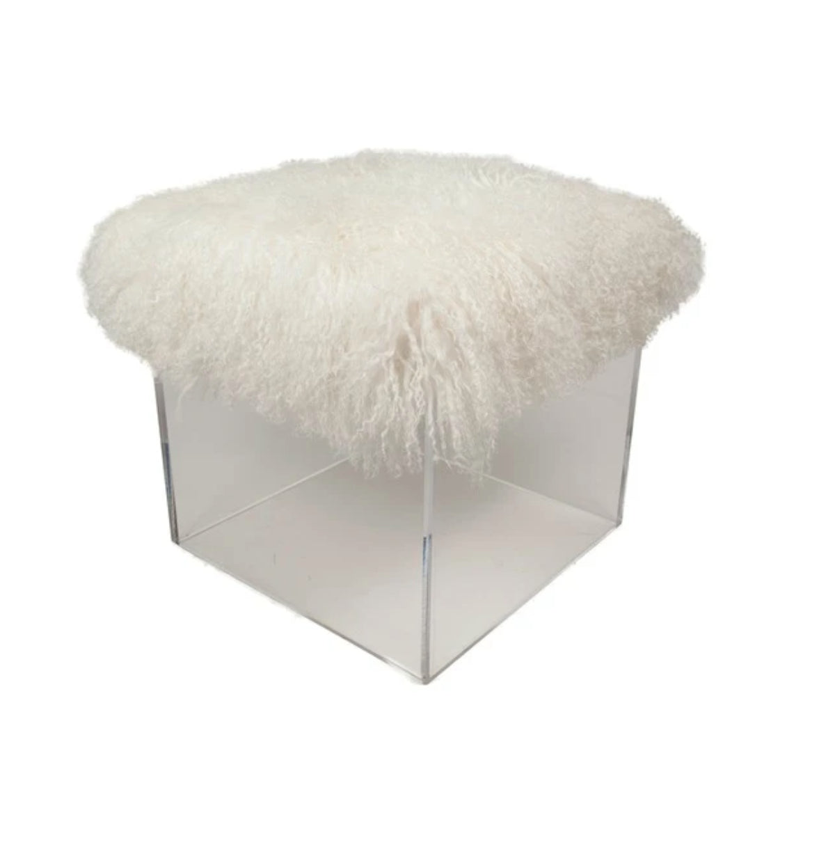 Fluff Bella Acrylic Tibetan Lamb Top Vanity Stool by Jamie Dietrich