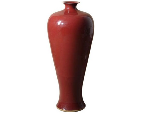 Legend of Asia Oxblood Red Tall Prunus Tall Floor Vase