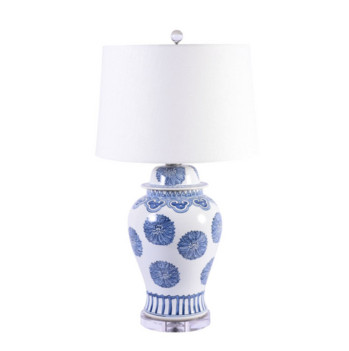 Legend of Asia Blue & White Porcelain Multi Flower Lamp